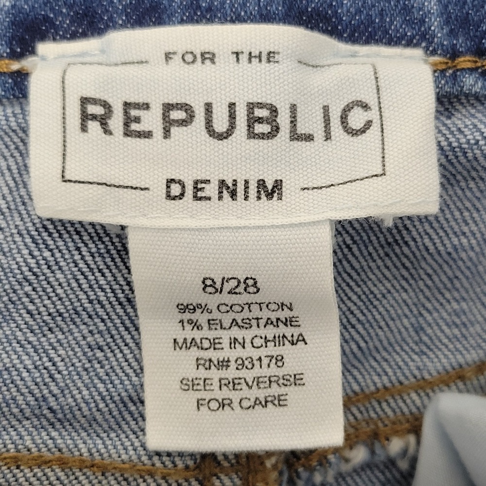 For the Republic Floral Embroidered Denim Mini Skirt Size 8 Boho Y2K Raw Hem - Picture 2 of 11